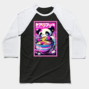 Anime Cute Panda eating Ramen | Cute Anime Panda Kawaii Design Baseball T-Shirt